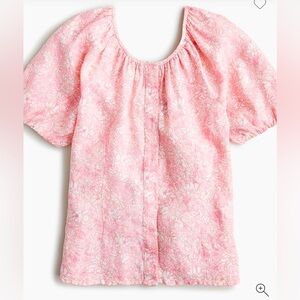 J Crew Liberty Print in Tossed Floral linen short sleeve blouse size 00